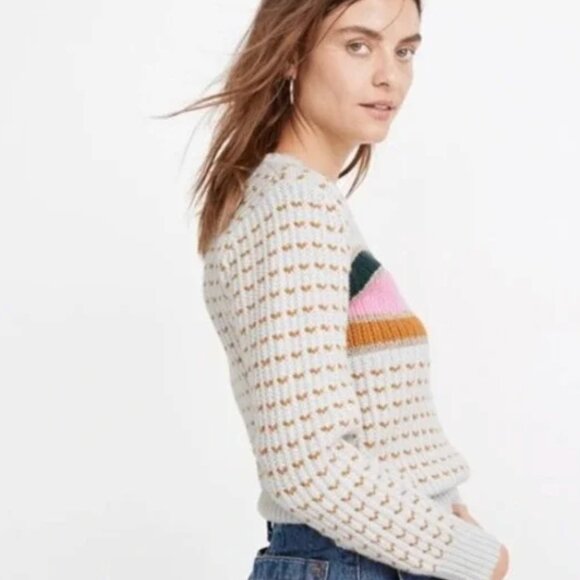 Madewell Striped Barfield Sweater Size M - Picture 2 of 9